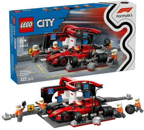 LEGO® City F1® remonto punktas, mechanikai ir Ferrari automobilis (60443)