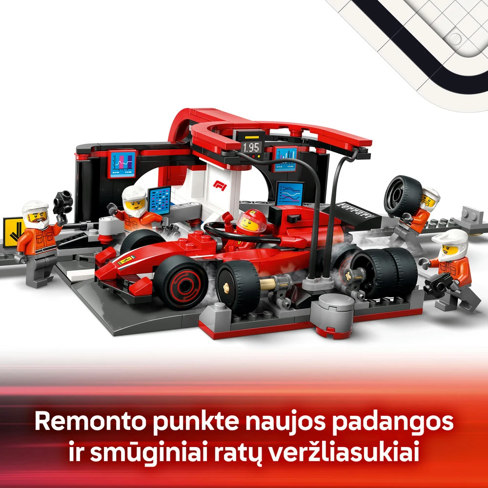 LEGO® City F1® remonto punktas, mechanikai ir Ferrari automobilis (60443)