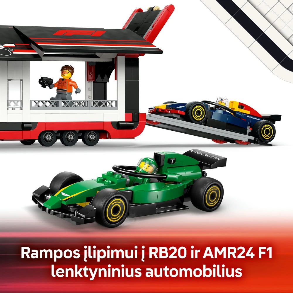 LEGO® City F1® sunkvežimis su RB20 ir AMR24 F1® automobiliais (60445)
