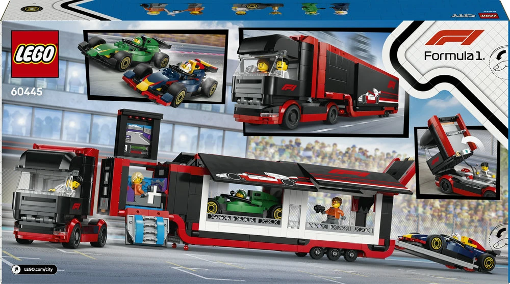 LEGO® City F1® sunkvežimis su RB20 ir AMR24 F1® automobiliais (60445)