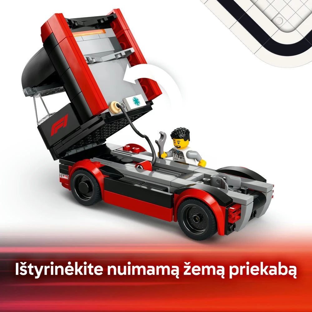 LEGO® City F1® sunkvežimis su RB20 ir AMR24 F1® automobiliais (60445)