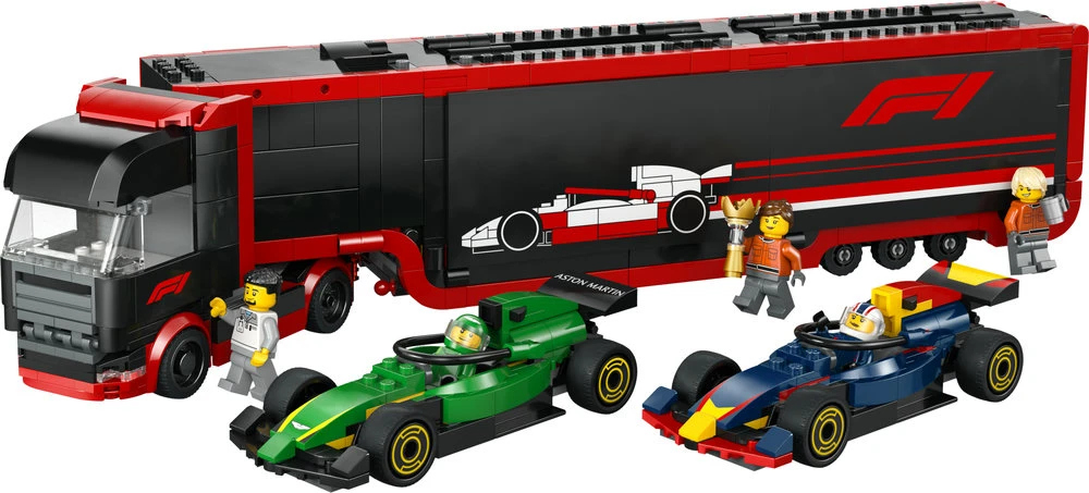 LEGO® City F1® sunkvežimis su RB20 ir AMR24 F1® automobiliais (60445)