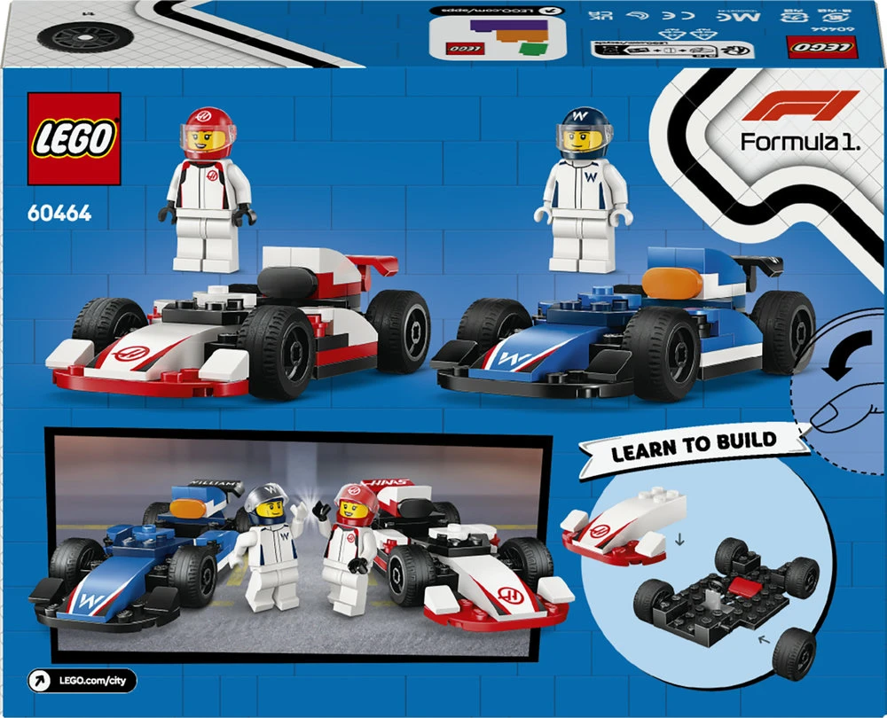 LEGO® City F1® „Williams Racing“ ir „Haas“ F1® lenktyniniai automobiliai (60464)