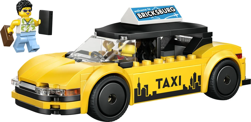 „LEGO® City“ geltonasis taksi, automobilio modelio rinkinys su 2 minifigūrėlėmis, 60487