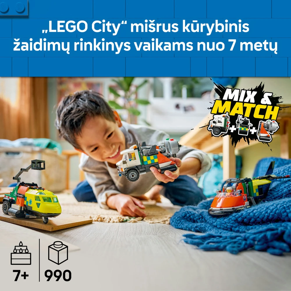 „LEGO® City“ lėktuvas, techninės priežiūros sunkvežimis ir visureigis su oro pagalve, 60505
