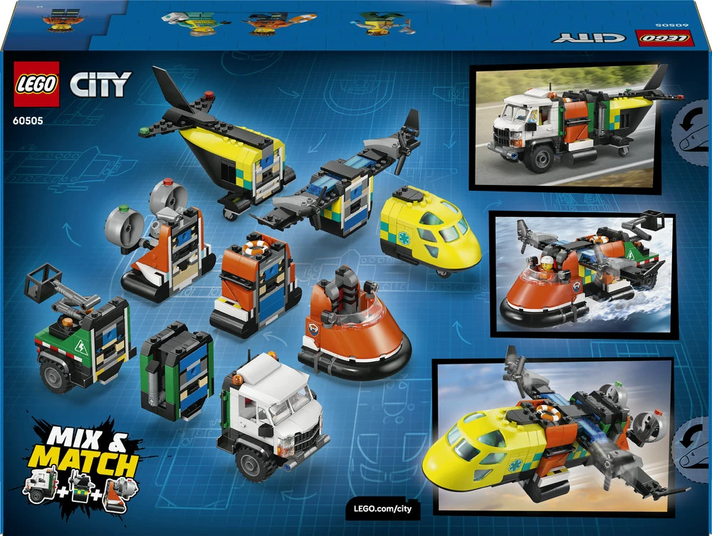 „LEGO® City“ lėktuvas, techninės priežiūros sunkvežimis ir visureigis su oro pagalve, 60505