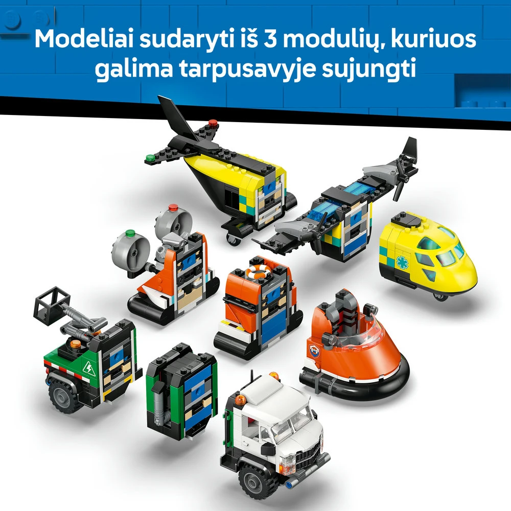 „LEGO® City“ lėktuvas, techninės priežiūros sunkvežimis ir visureigis su oro pagalve, 60505