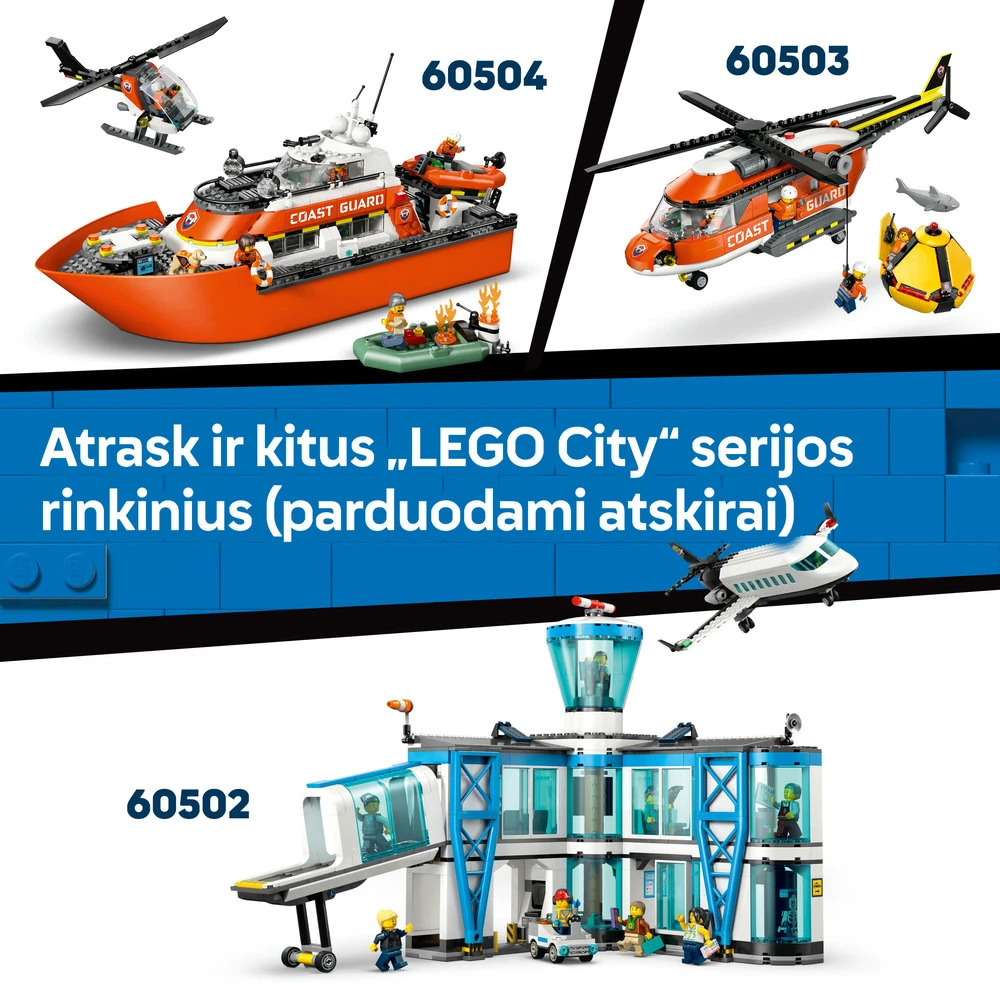 „LEGO® City“ lėktuvas, techninės priežiūros sunkvežimis ir visureigis su oro pagalve, 60505