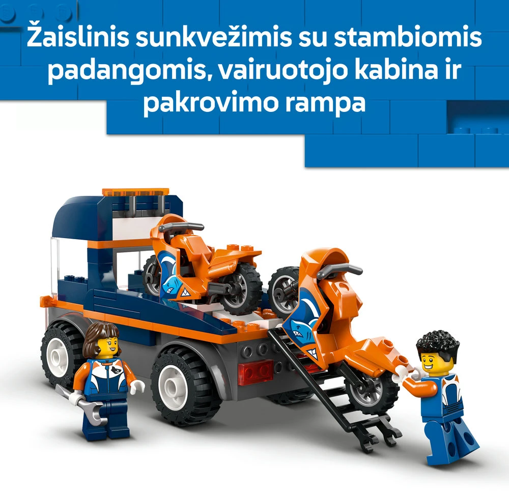 „LEGO® City“ motociklų transporteris, žaislas ir 2 minifigūrėlės, 60491