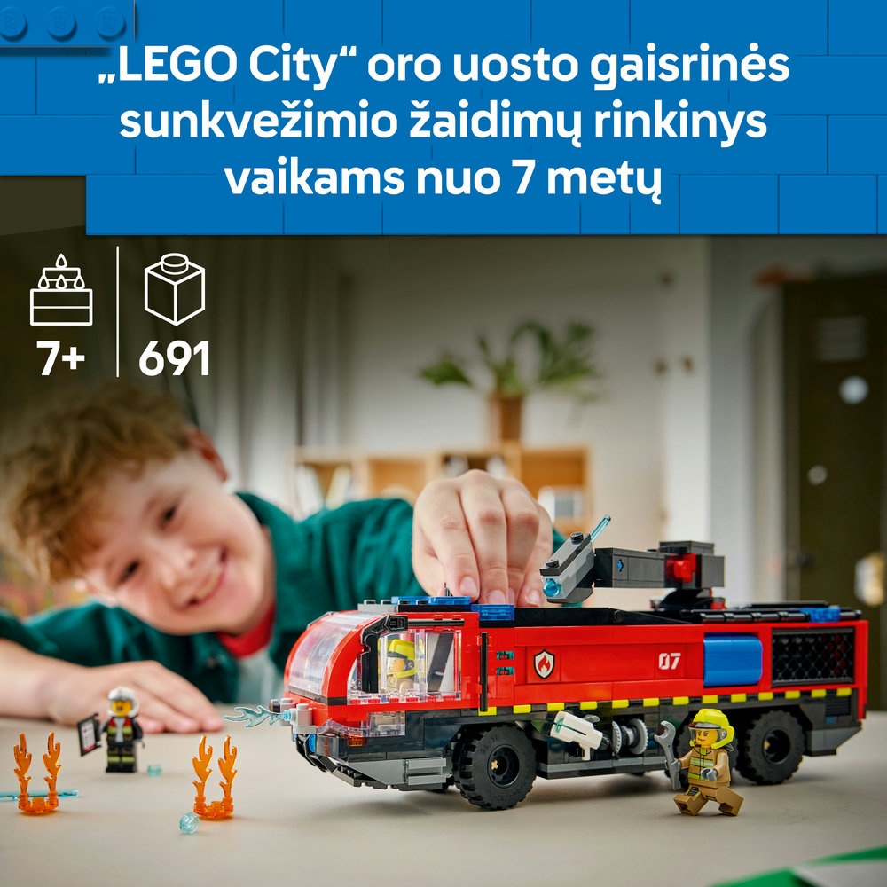 „LEGO® City“ oro uosto ugniagesių sunkvežimis, žaislas, konstravimo rinkinys, 60499