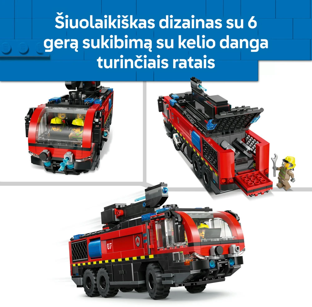 „LEGO® City“ oro uosto ugniagesių sunkvežimis, žaislas, konstravimo rinkinys, 60499