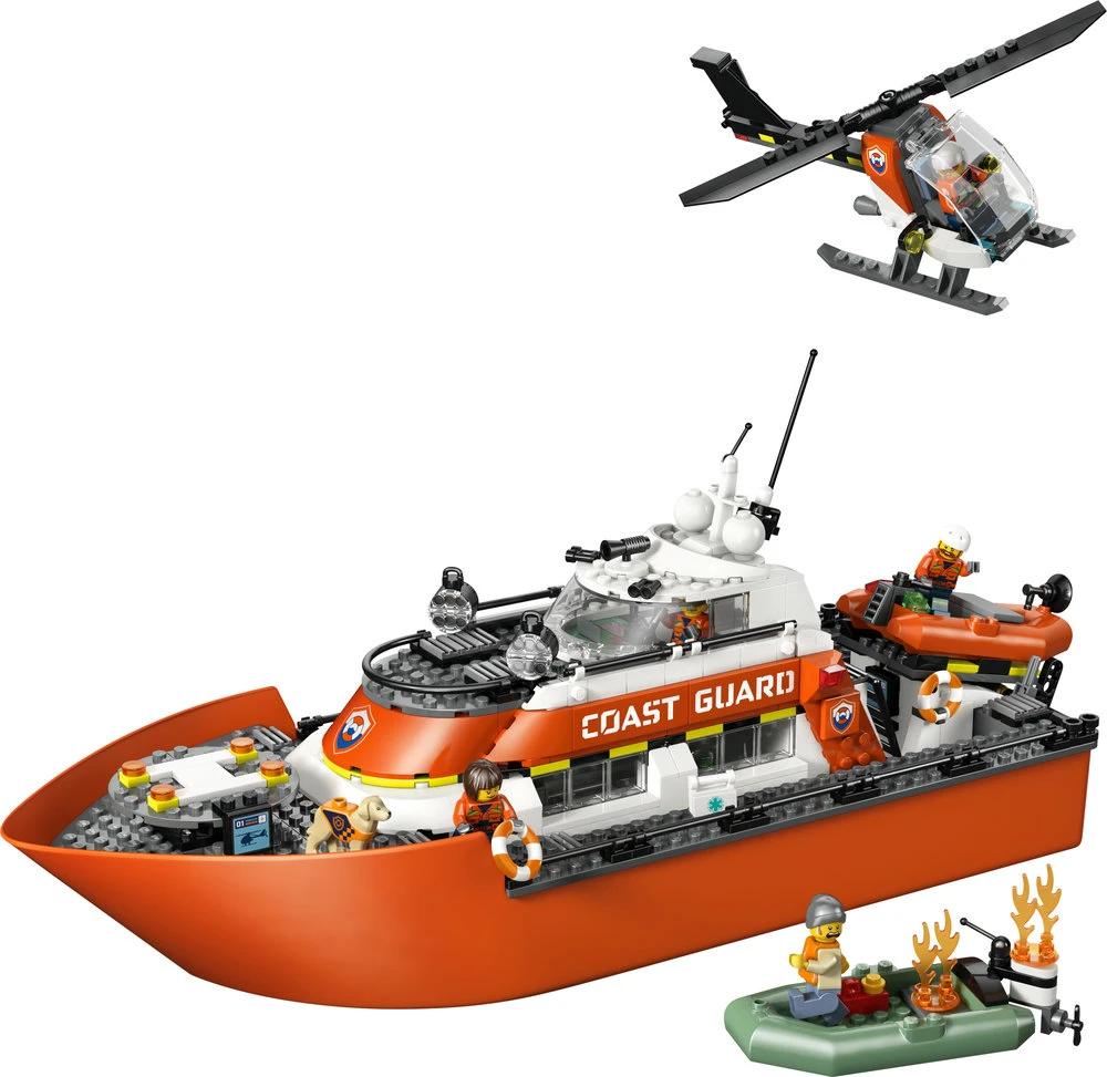 „LEGO® City“ pakrantės gelbėtojų kateris ir sraigtasparnis, žaidimo rinkinys, 60504