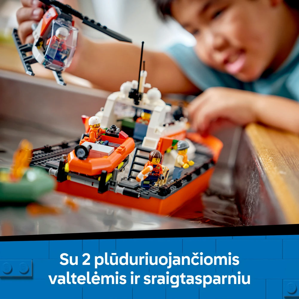 „LEGO® City“ pakrantės gelbėtojų kateris ir sraigtasparnis, žaidimo rinkinys, 60504
