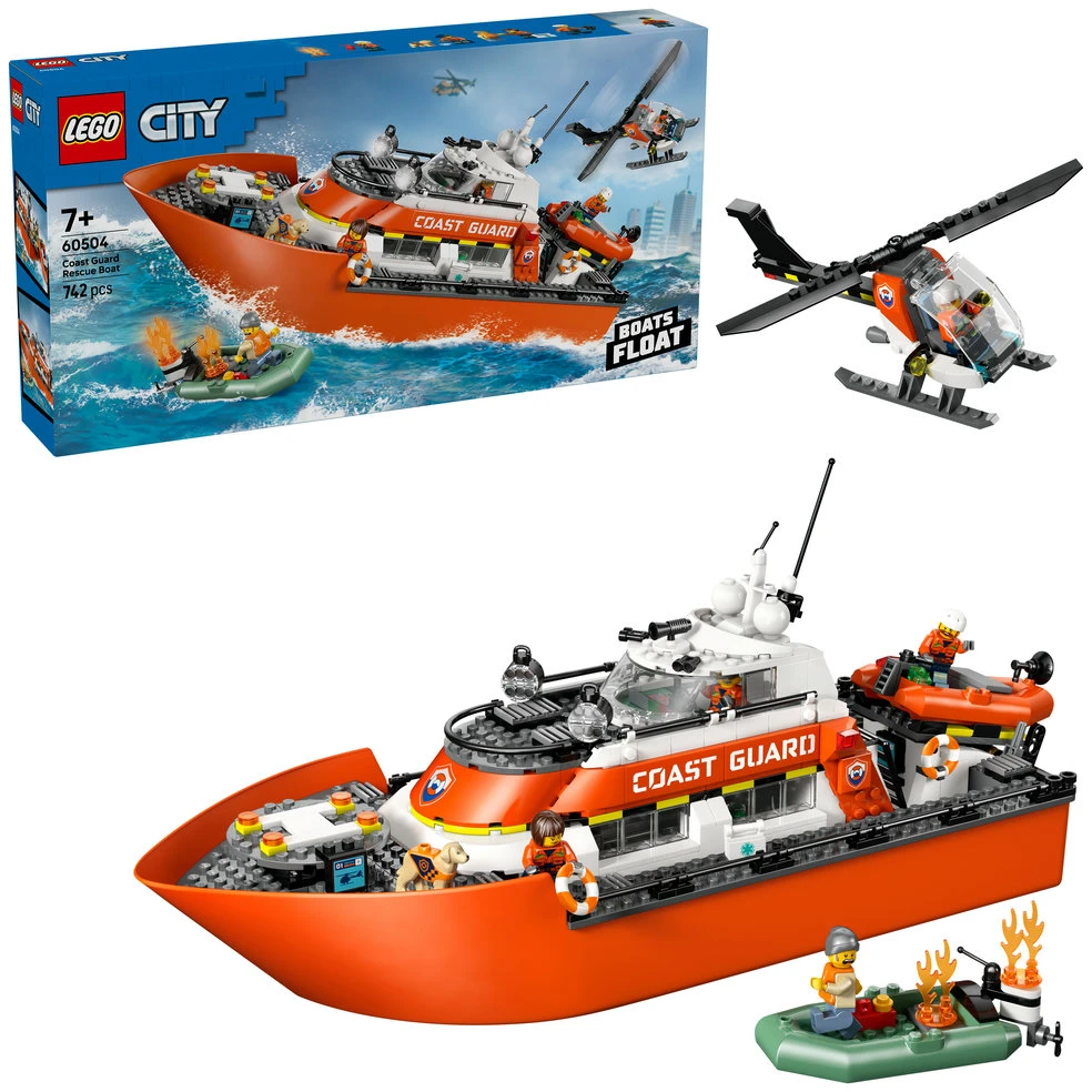 „LEGO® City“ pakrantės gelbėtojų kateris ir sraigtasparnis, žaidimo rinkinys, 60504