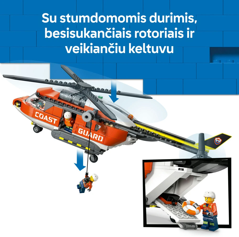 „LEGO® City“ pakrantės gelbėtojų sraigtasparnis, žaislas, konstravimo rinkinys, 60503