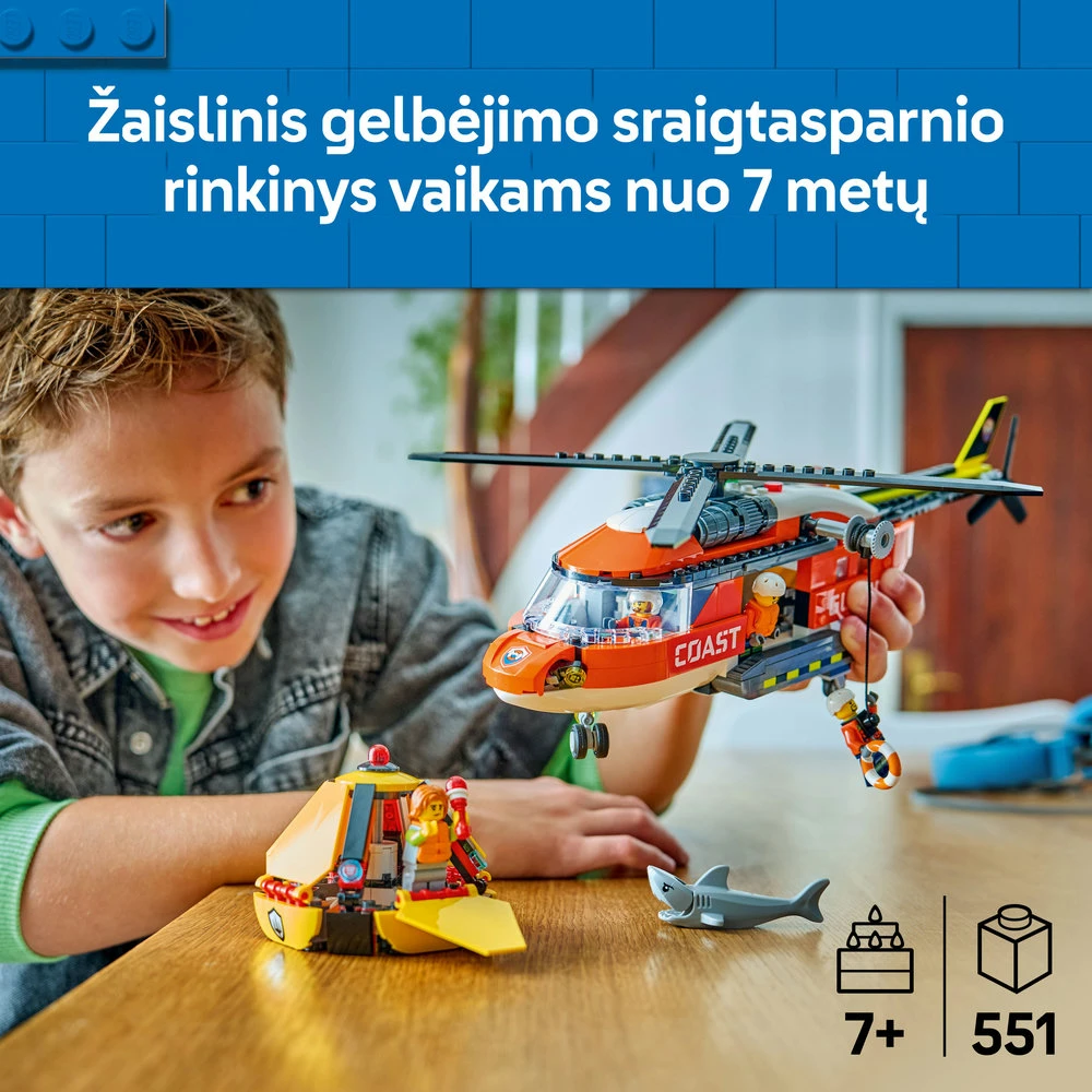 „LEGO® City“ pakrantės gelbėtojų sraigtasparnis, žaislas, konstravimo rinkinys, 60503