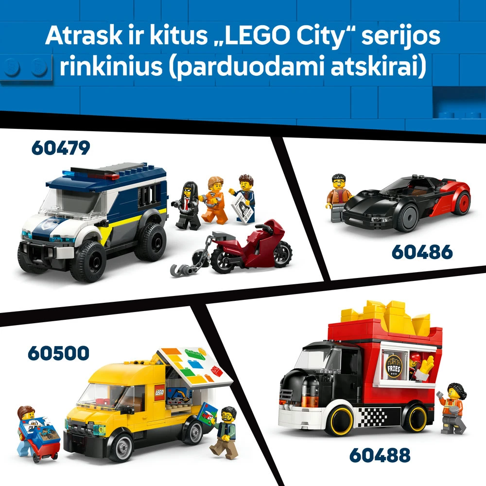 „LEGO® City“ patobulintas automobilis, lenktyninio automobilio konstravimo žaislas ir minifigūrėlė, 60485
