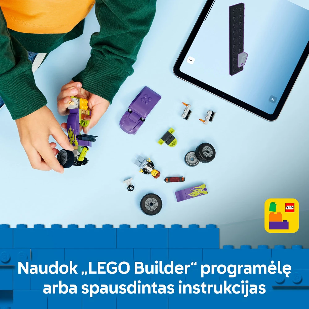 „LEGO® City“ patobulintas automobilis, lenktyninio automobilio konstravimo žaislas ir minifigūrėlė, 60485