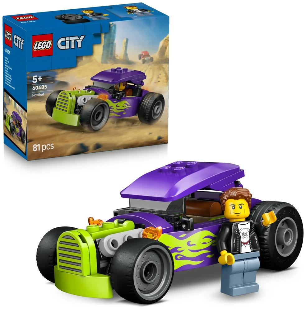 „LEGO® City“ patobulintas automobilis, lenktyninio automobilio konstravimo žaislas ir minifigūrėlė, 60485