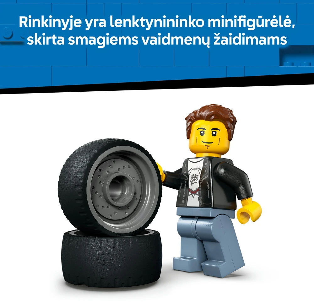 „LEGO® City“ patobulintas automobilis, lenktyninio automobilio konstravimo žaislas ir minifigūrėlė, 60485