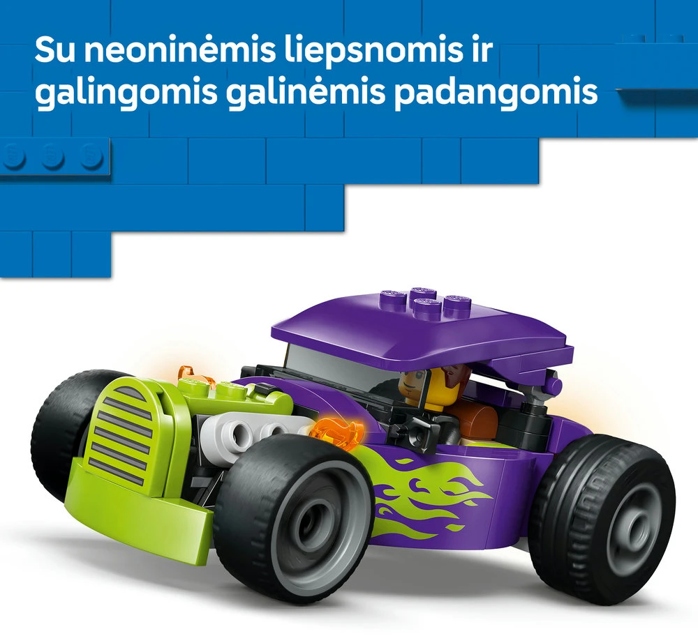 „LEGO® City“ patobulintas automobilis, lenktyninio automobilio konstravimo žaislas ir minifigūrėlė, 60485