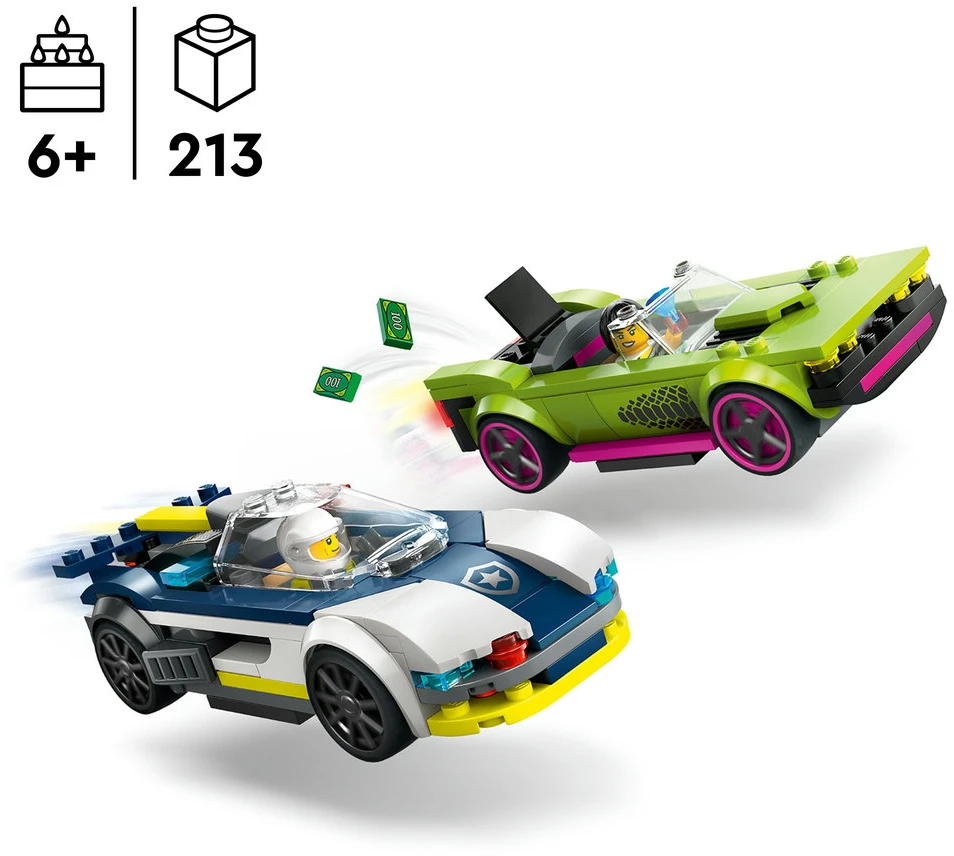 LEGO® City Policijos automobilis ir galingo automobilio gaudynės 60415