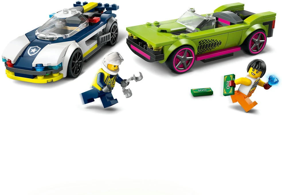LEGO® City Policijos automobilis ir galingo automobilio gaudynės 60415