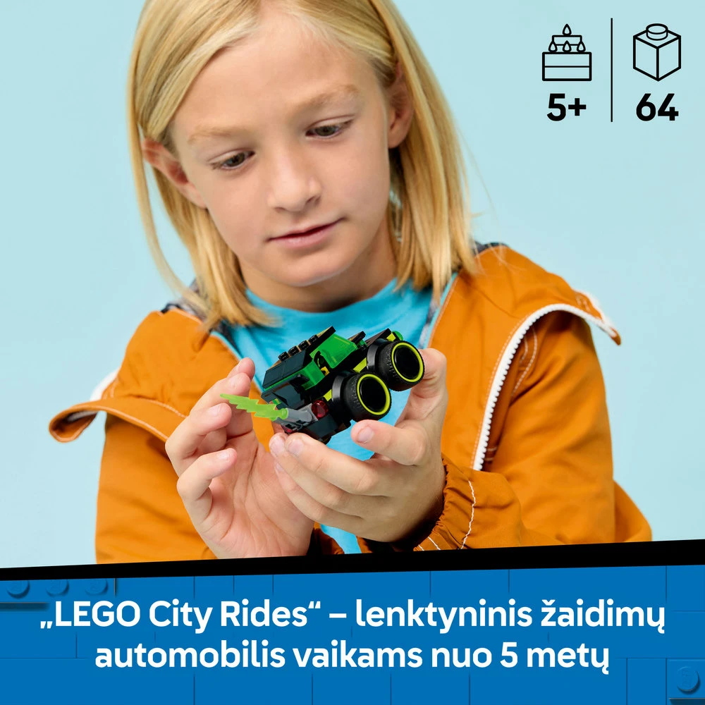 „LEGO® City“ „Ratai“ – žaidimų lenktyninis automobilis, automobilio modelio rinkinys, 60484