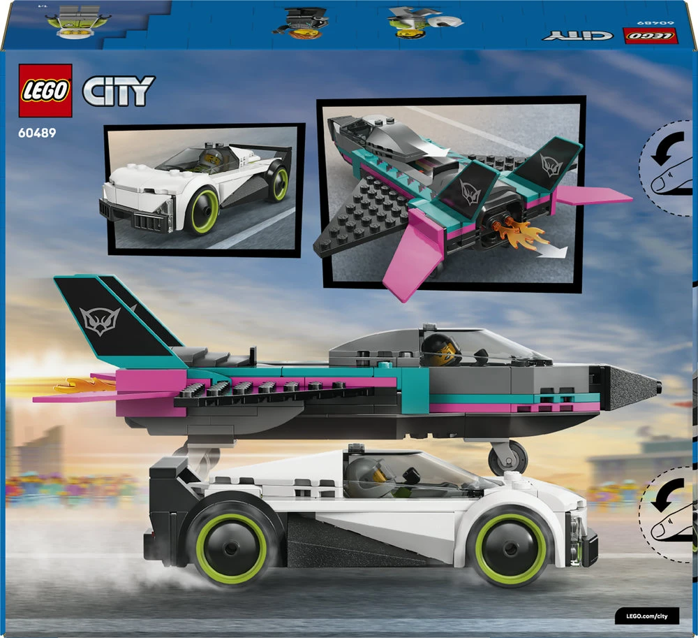 „LEGO® City“ Reaktyvinis lėktuvas prieš automobilį, automobilių ir lėktuvo žaidimo rinkinys, 60489