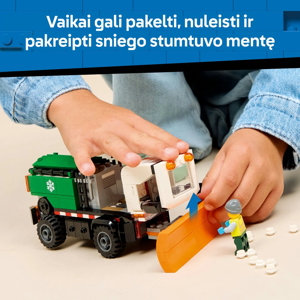 „LEGO® City“ sniego valytuvas, žaislinis sunkvežimis, transporto priemonė su minifigūrėle, 60490