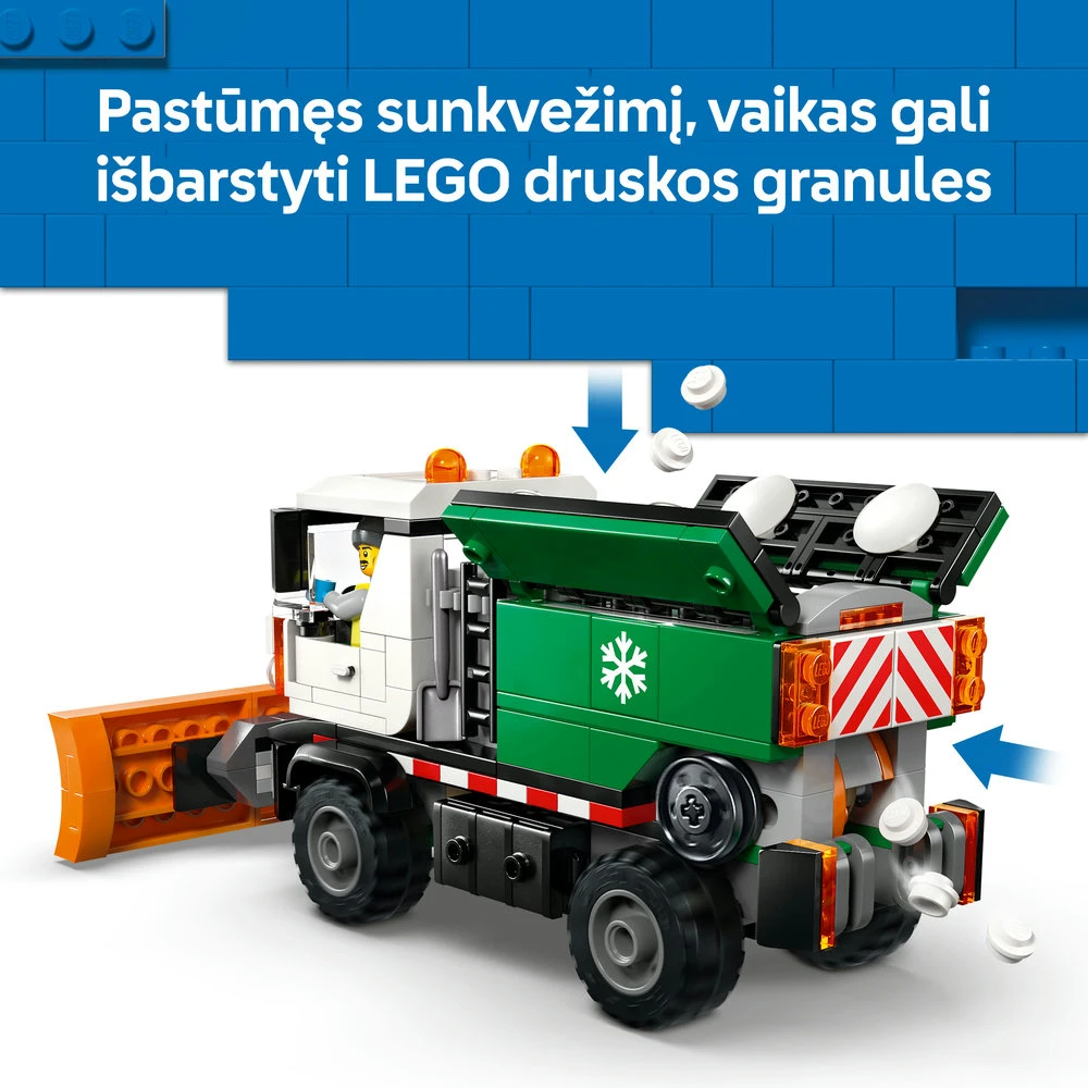 „LEGO® City“ sniego valytuvas, žaislinis sunkvežimis, transporto priemonė su minifigūrėle, 60490