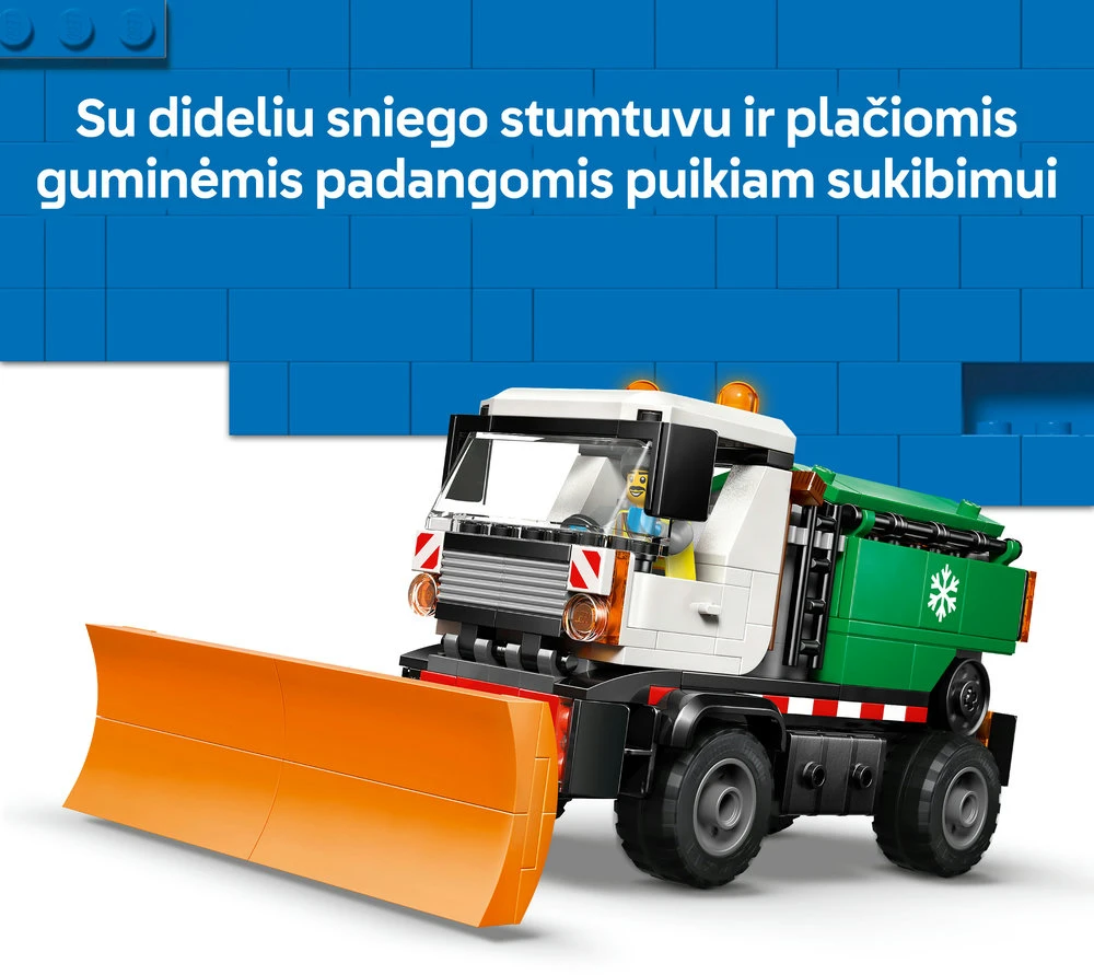 „LEGO® City“ sniego valytuvas, žaislinis sunkvežimis, transporto priemonė su minifigūrėle, 60490