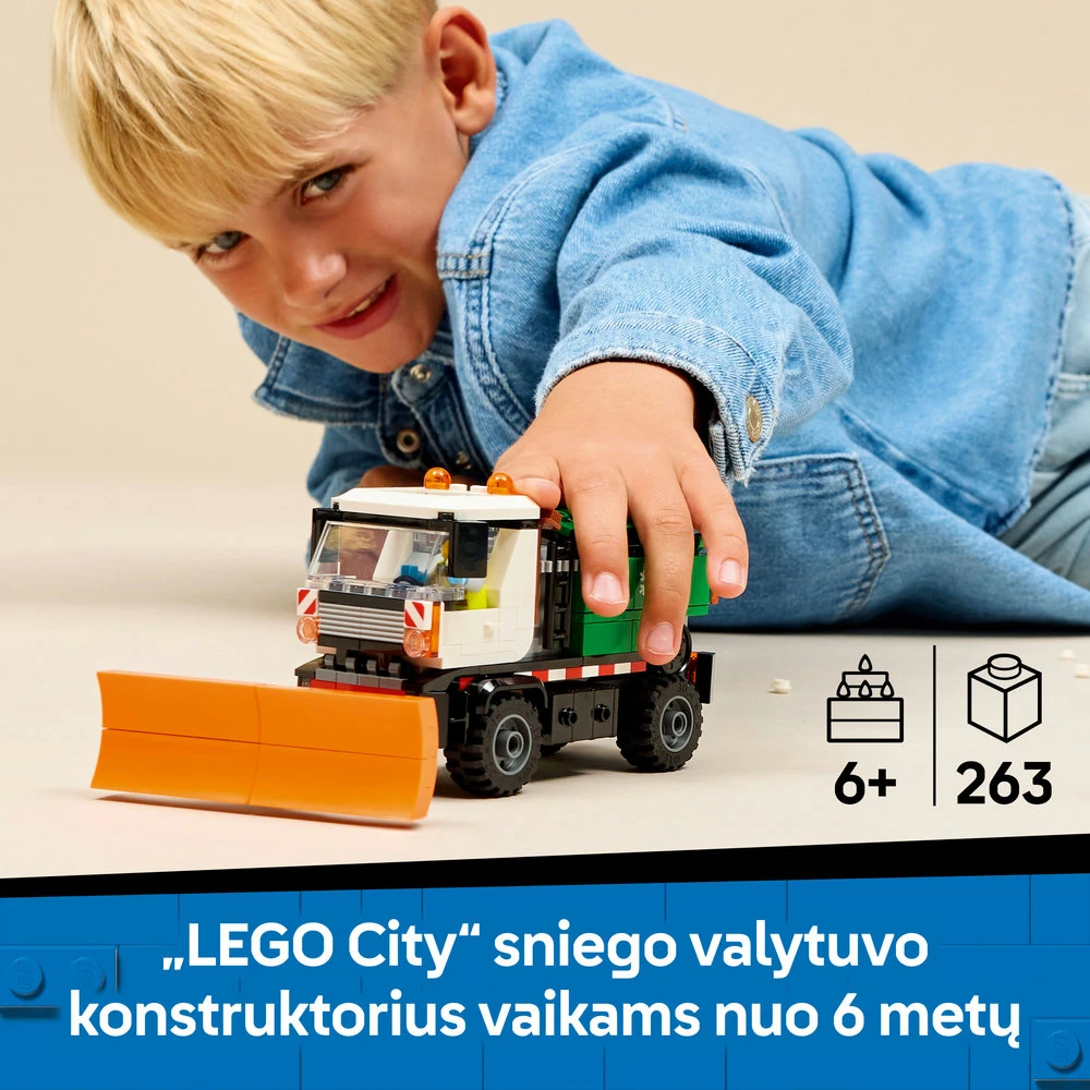 „LEGO® City“ sniego valytuvas, žaislinis sunkvežimis, transporto priemonė su minifigūrėle, 60490