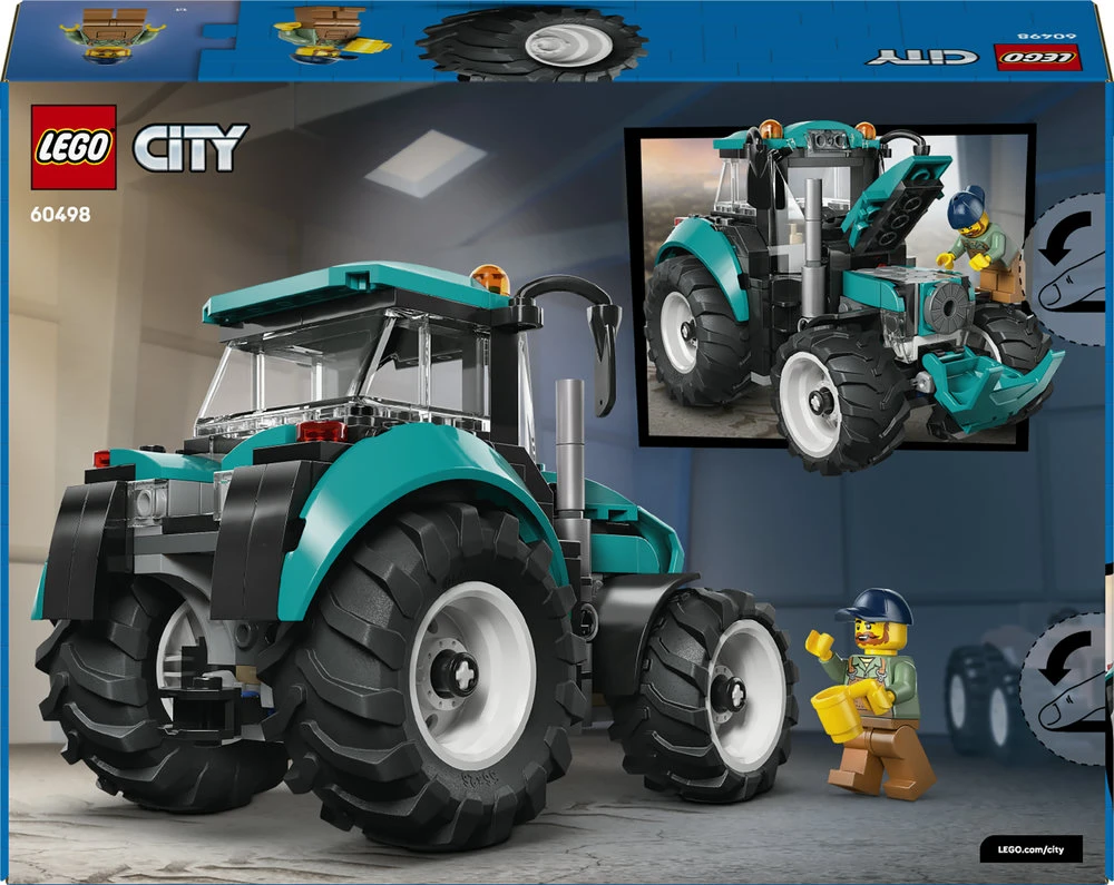 „LEGO® City“ traktorius, ūkio žaislas, konstravimo rinkinys ir minifigūrėlė, 60498