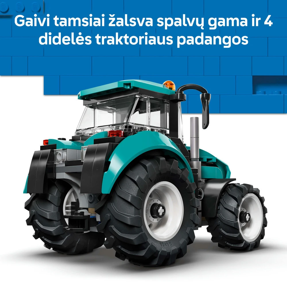 „LEGO® City“ traktorius, ūkio žaislas, konstravimo rinkinys ir minifigūrėlė, 60498