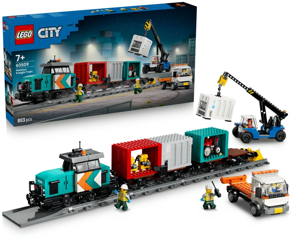 LEGO® City Uosto krovininis traukinys su kranu ir sunkvežimiu 60509