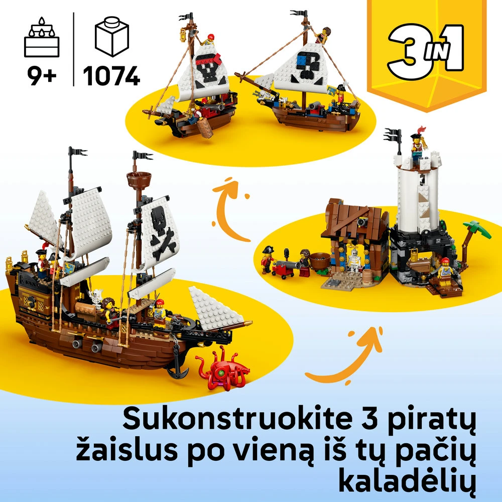 LEGO® Creator „3 in 1“ Legendinis piratų laivas 31387