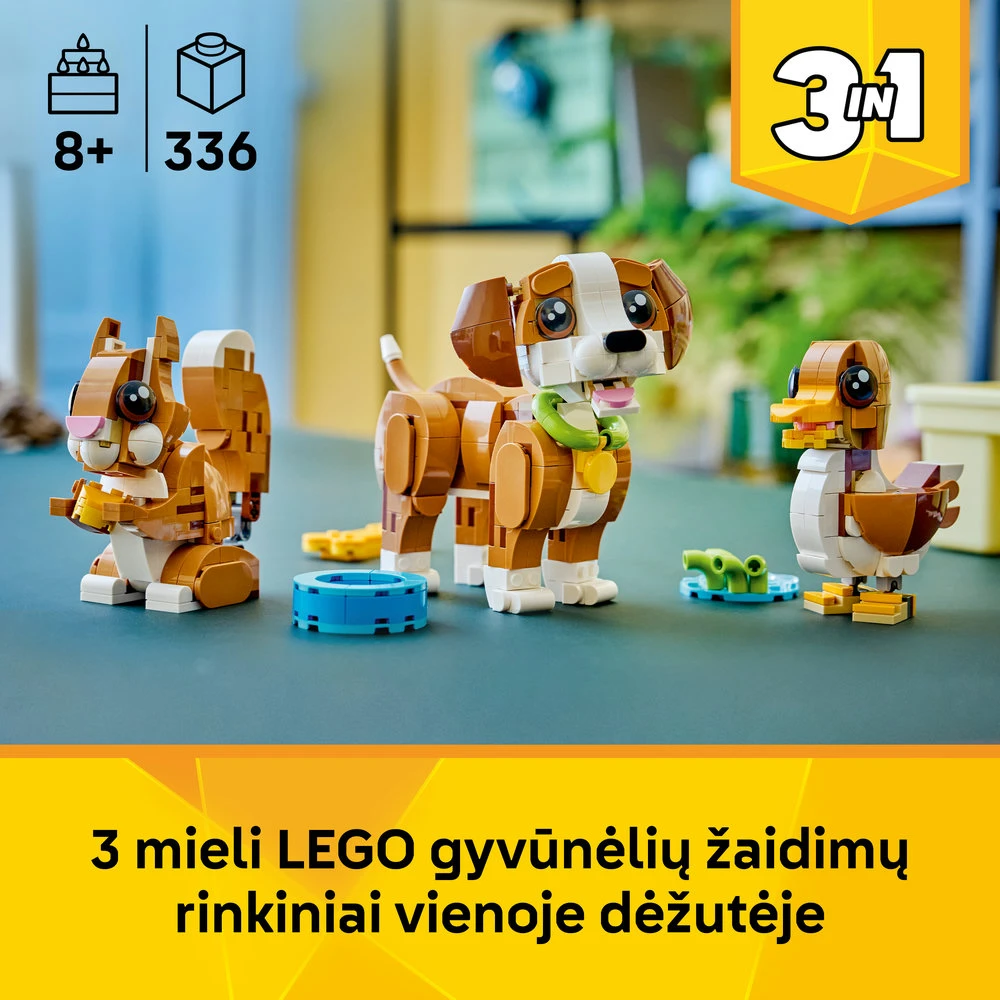LEGO® Creator 3 in 1 Mieli gyvūnai: žaismingas šuniukas 31382