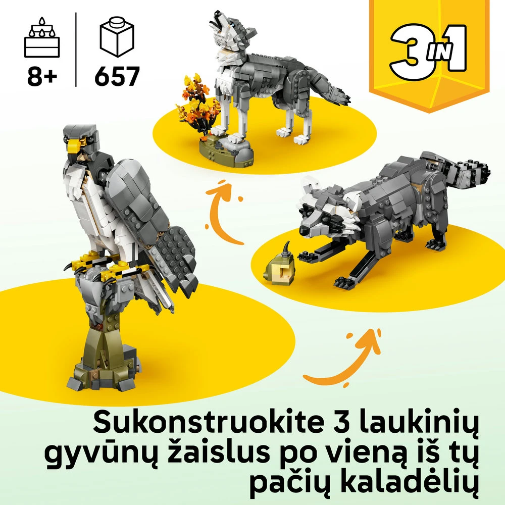 LEGO® Creator „3 in 1“ Miško gyvūnai: pilkasis vilkas 31393