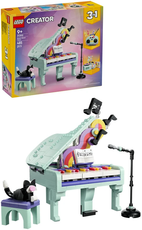 LEGO® Creator 3 in 1 Muzikos tematikos dekoras: pianinas su kate 31392