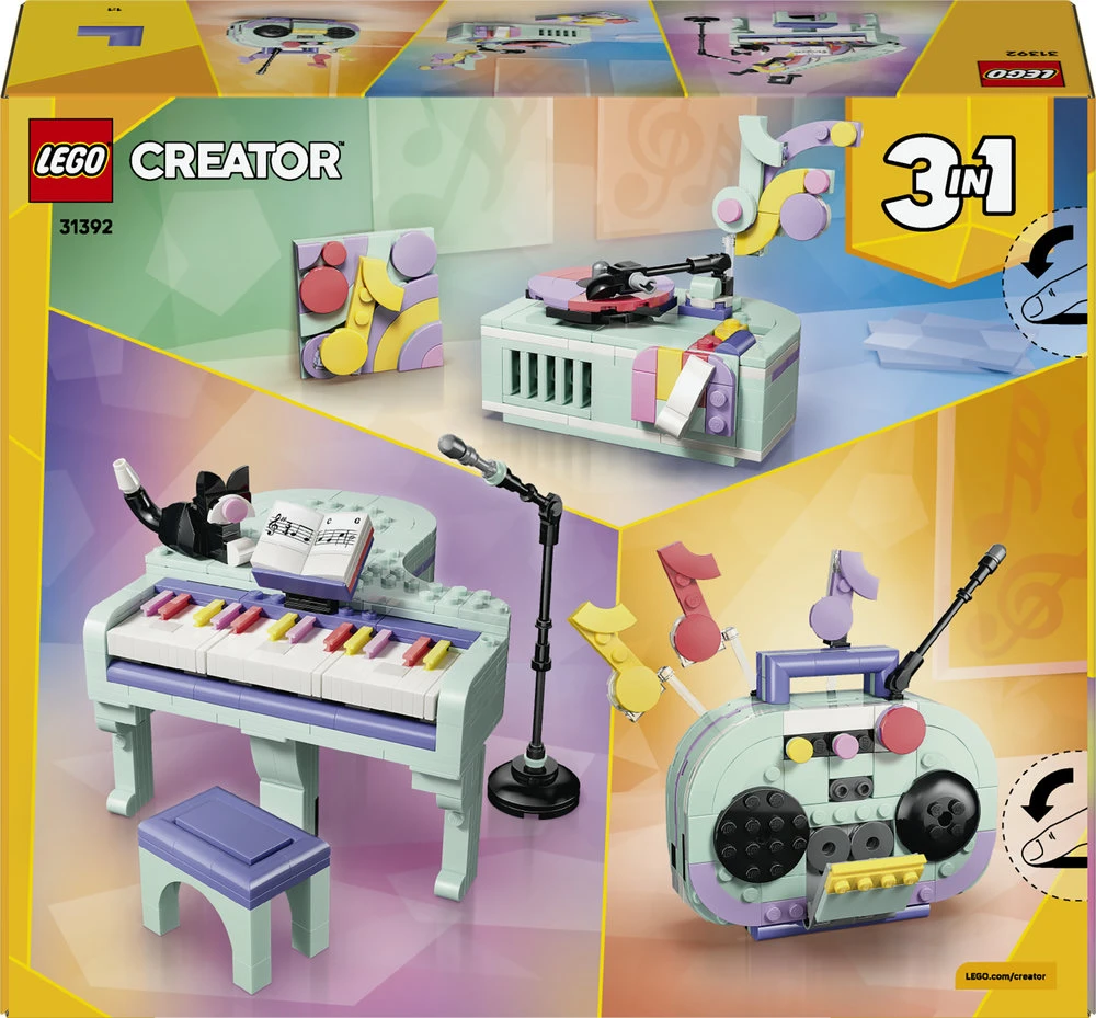 LEGO® Creator 3 in 1 Muzikos tematikos dekoras: pianinas su kate 31392