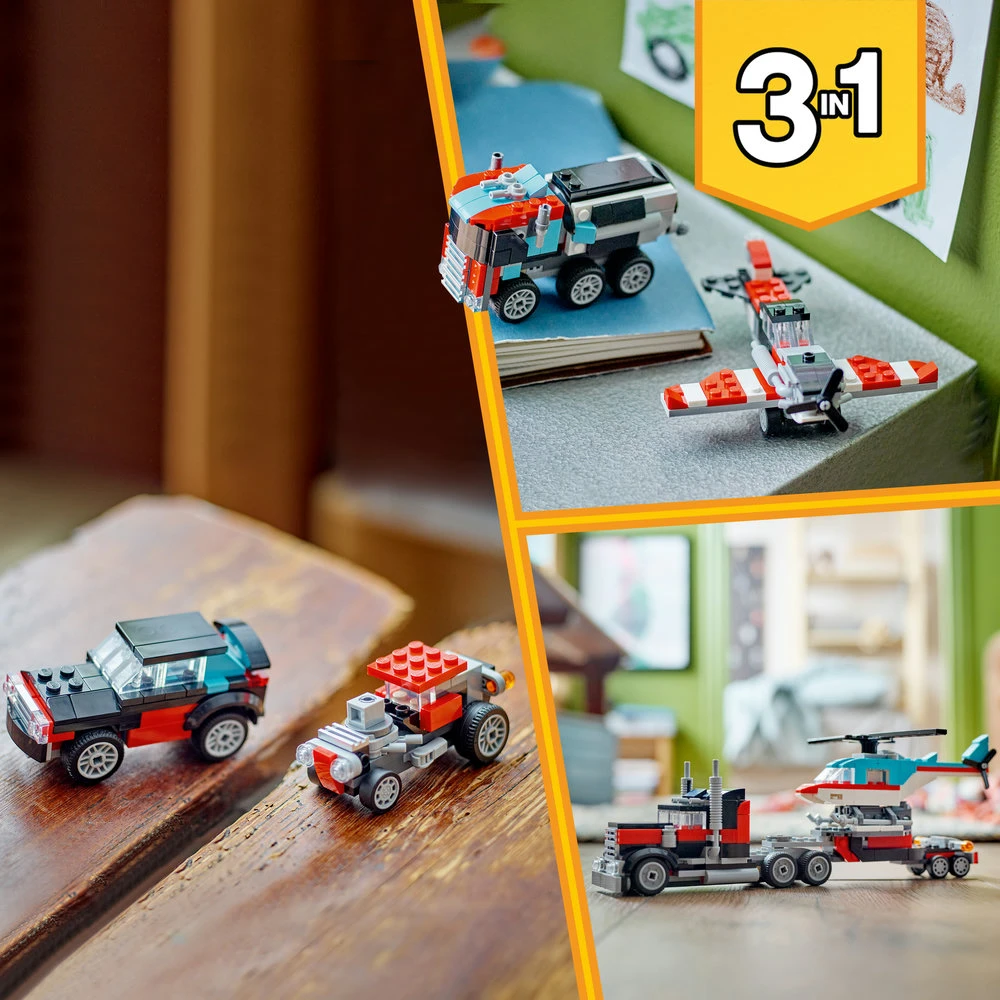 LEGO® Creator 3-in-1 Bortinis sunkvežimis su sraigtasparniu (31146)