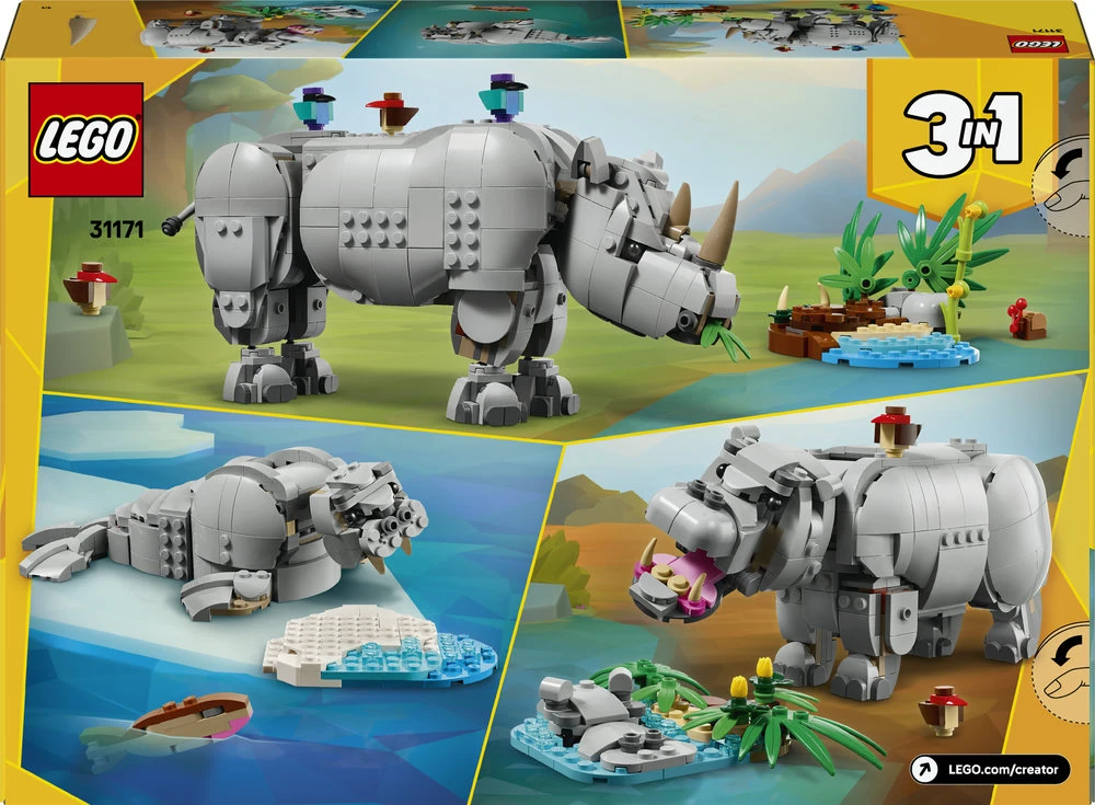 LEGO® Creator Laukiniai gyvūnai: didingasis raganosis su paukščiais 31171