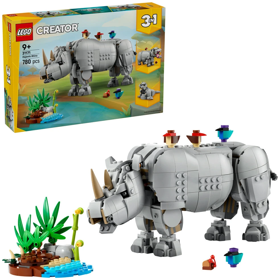 LEGO® Creator Laukiniai gyvūnai: didingasis raganosis su paukščiais 31171