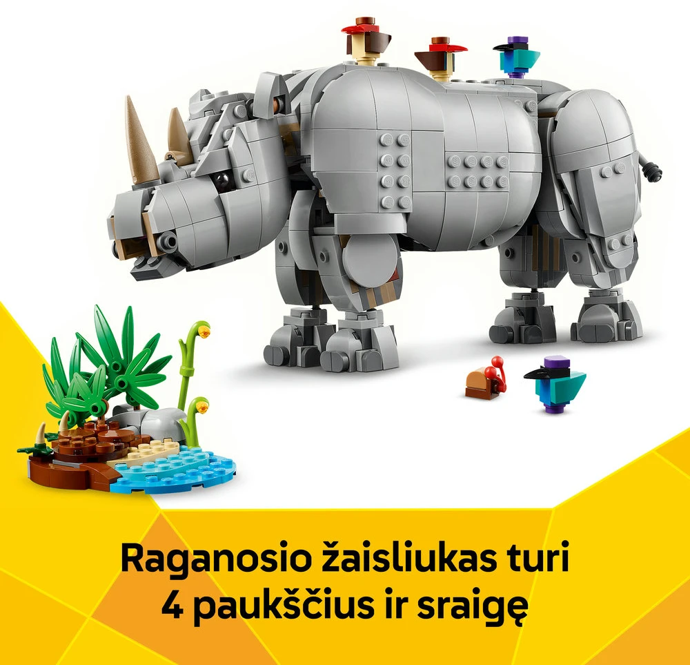 LEGO® Creator Laukiniai gyvūnai: didingasis raganosis su paukščiais 31171