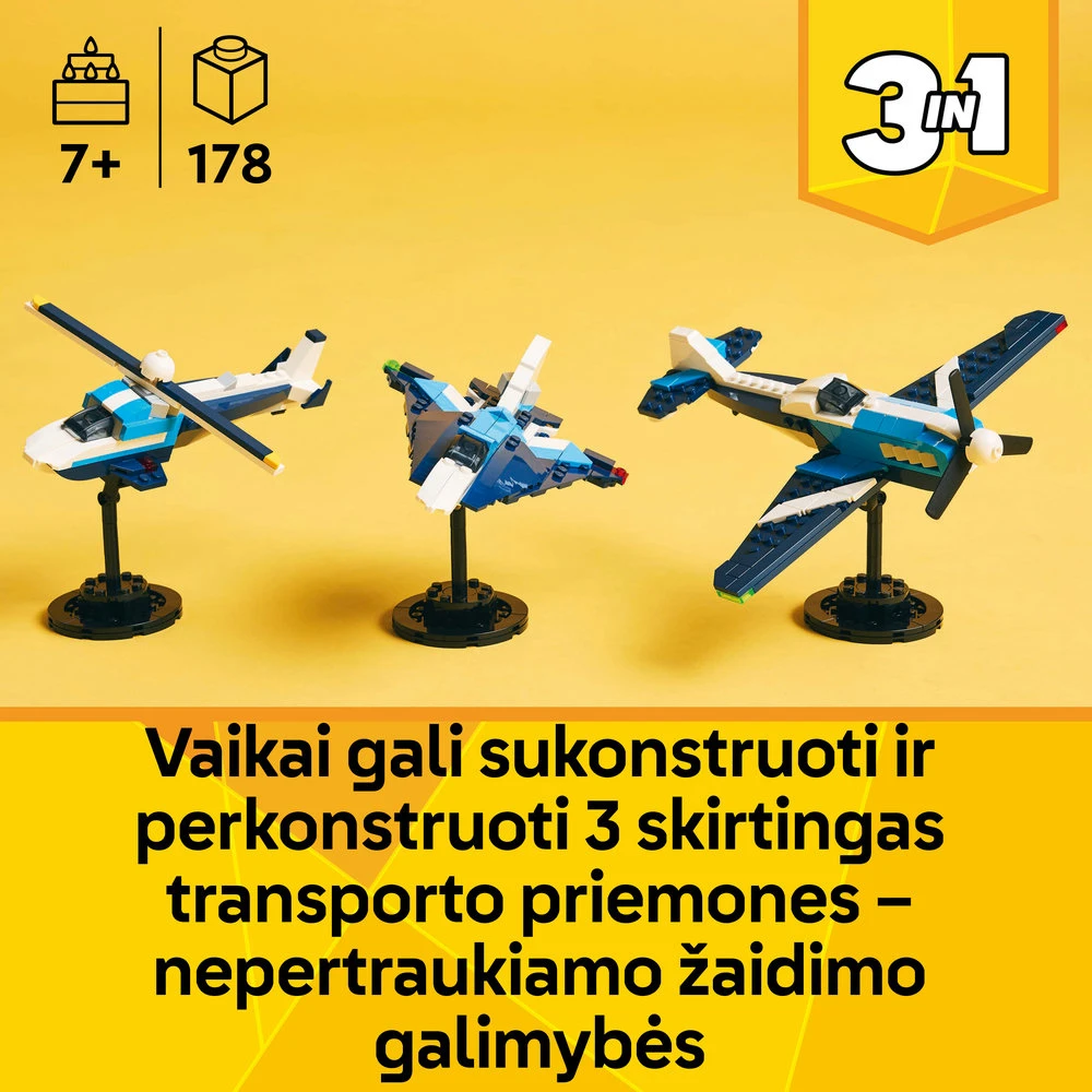 LEGO® Creator 3in1 Orlaivis: lenktyninis lėktuvas (31160)