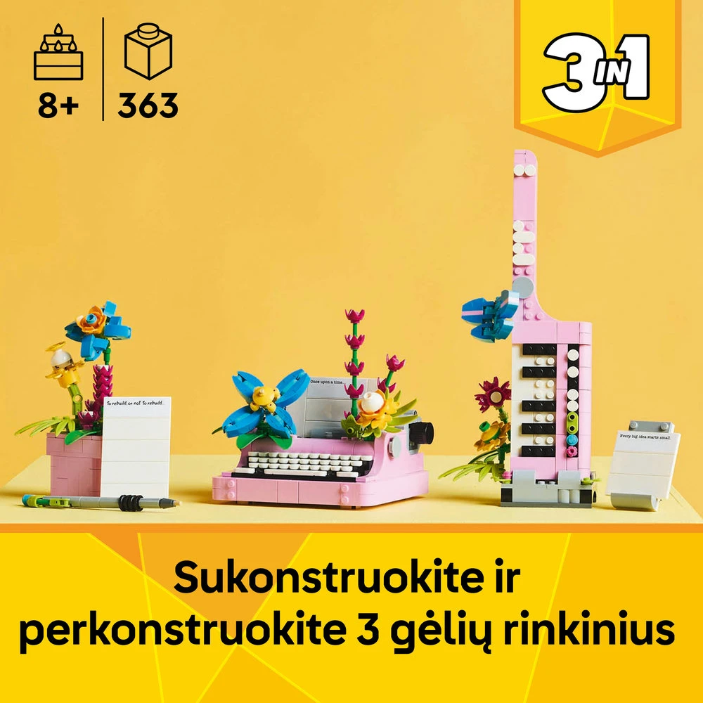 LEGO® Creator 3in1 Rašomoji mašinėlė su gėlėmis (31169)