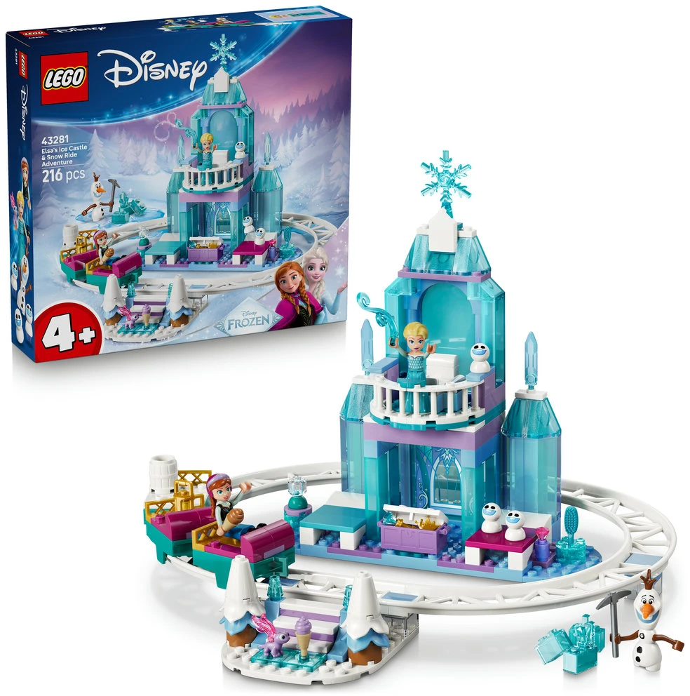LEGO® ǀ „Disney Frozen“ Elzos ledo pilis ir smagus pasivažinėjimas rogėmis 43281