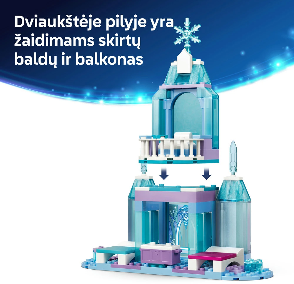 LEGO® ǀ „Disney Frozen“ Elzos ledo pilis ir smagus pasivažinėjimas rogėmis 43281