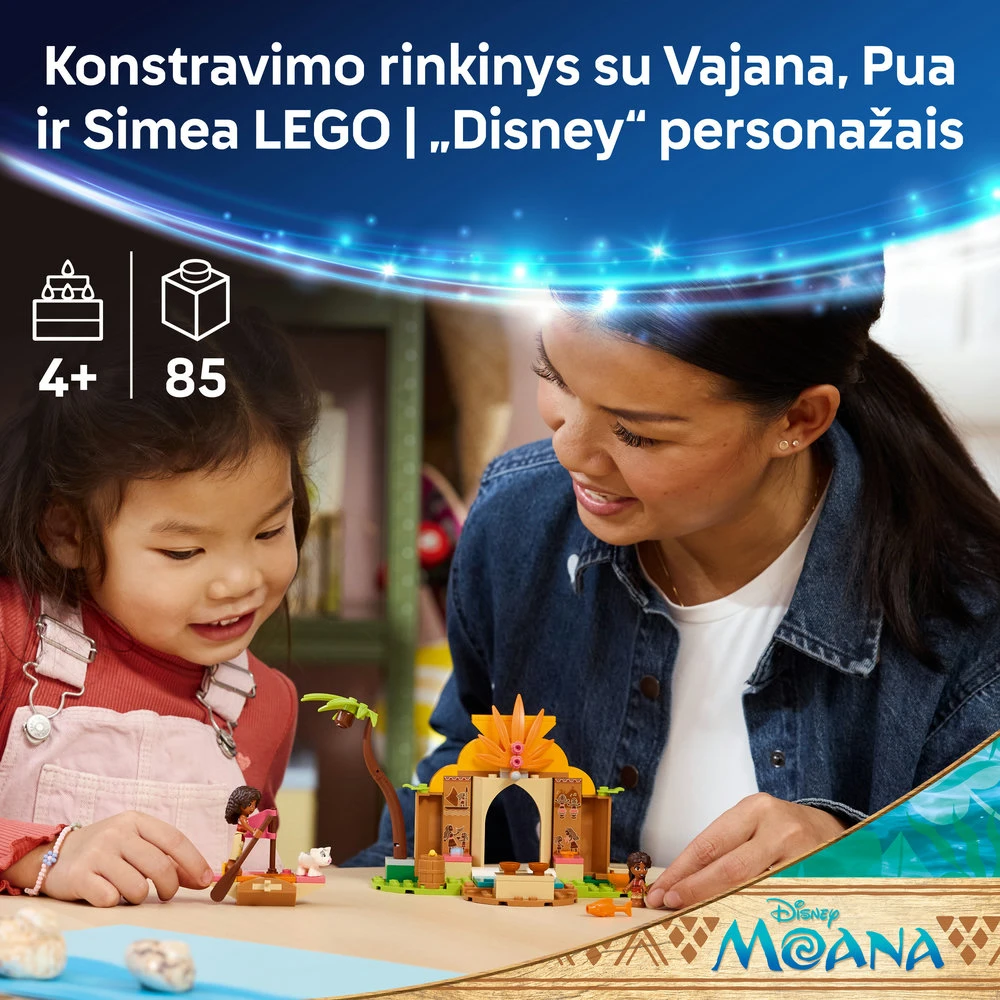 LEGO® ǀ Disney Vajana Trobelė ir valtis Žaislas 43282